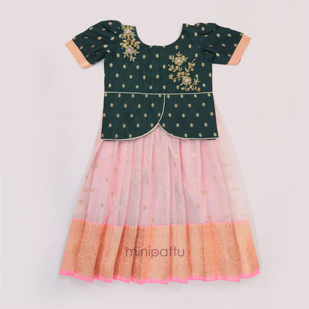 Deepali - Green Pink Pattu Pavadai Minipattu