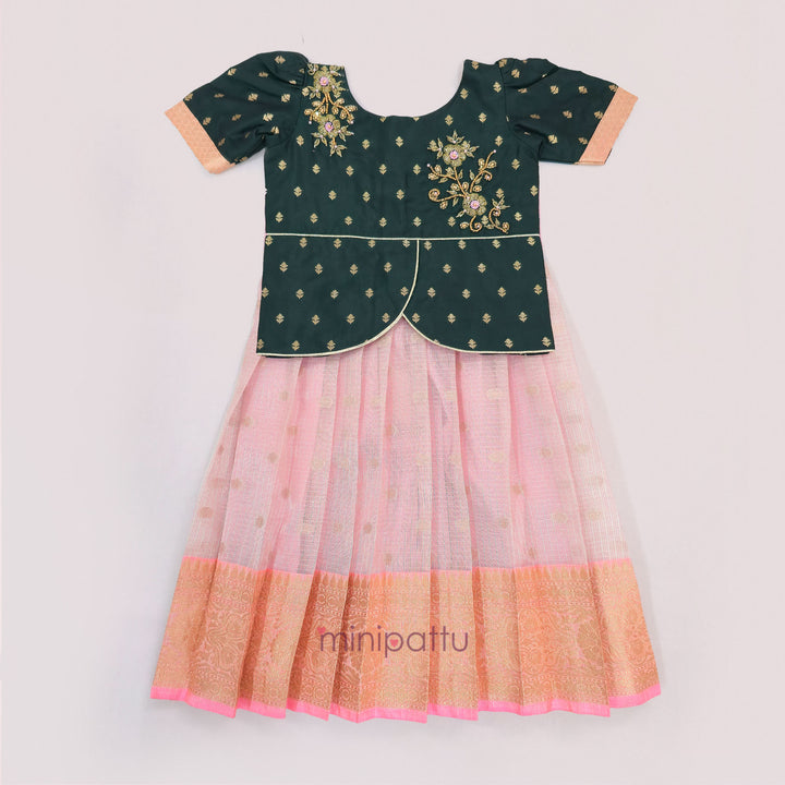 Deepali - Green Pink Pattu Pavadai Minipattu