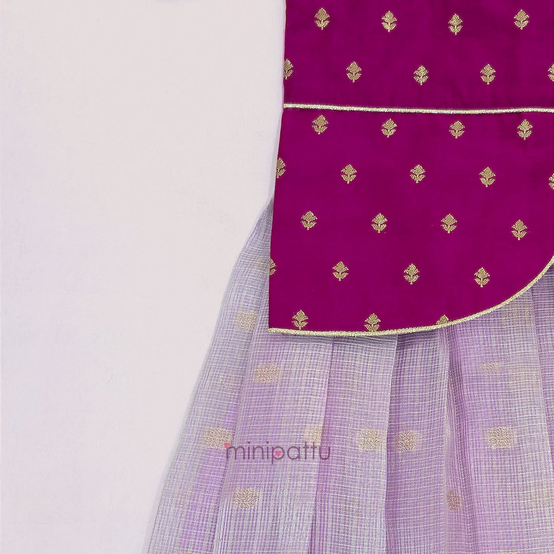 Deepali - Magenta Lavender Pattu Pavadai Minipattu