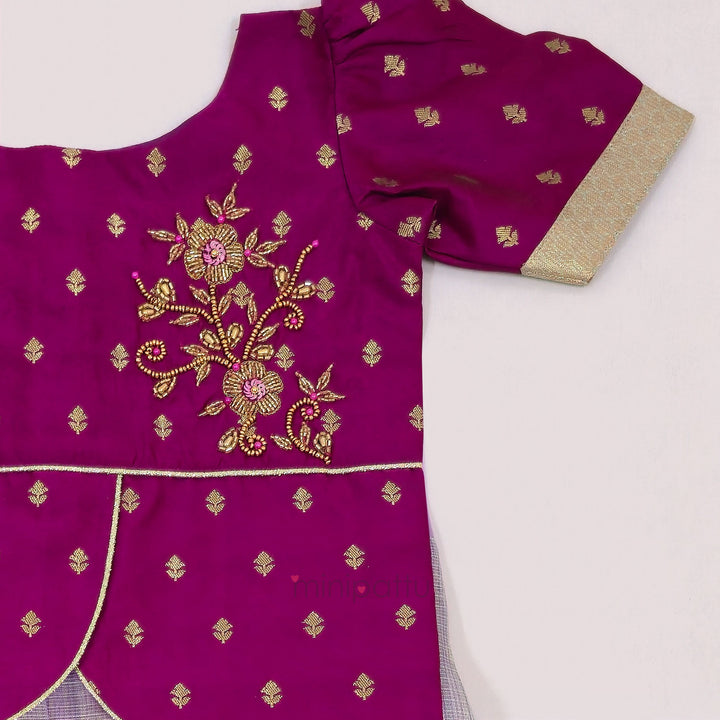 Deepali - Magenta Lavender Pattu Pavadai Minipattu
