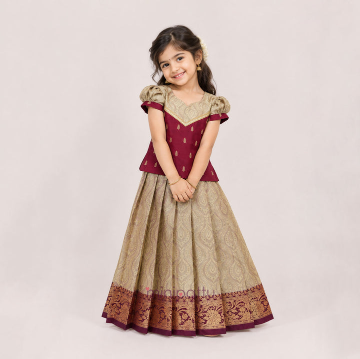 Kalyani - Maroon Pattu Pavadai Minipattu
