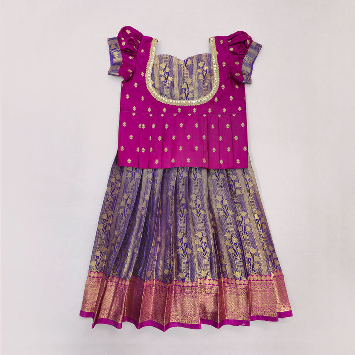 Tanuja - Magenta Violet Pattu Pavadai Minipattu