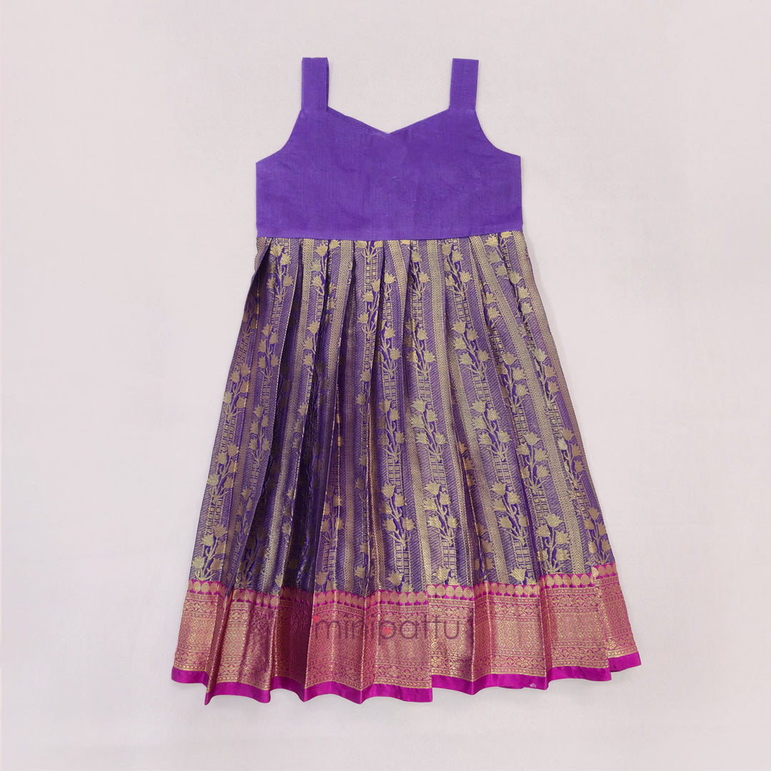 Tanuja - Magenta Violet Pattu Pavadai Minipattu