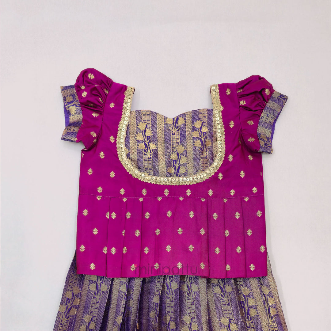 Tanuja - Magenta Violet Pattu Pavadai Minipattu