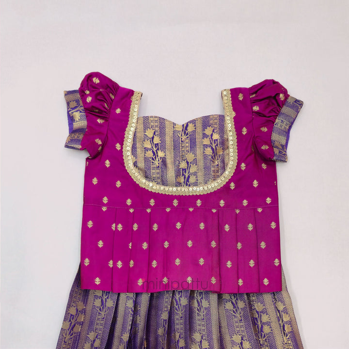 Tanuja - Magenta Violet Pattu Pavadai Minipattu