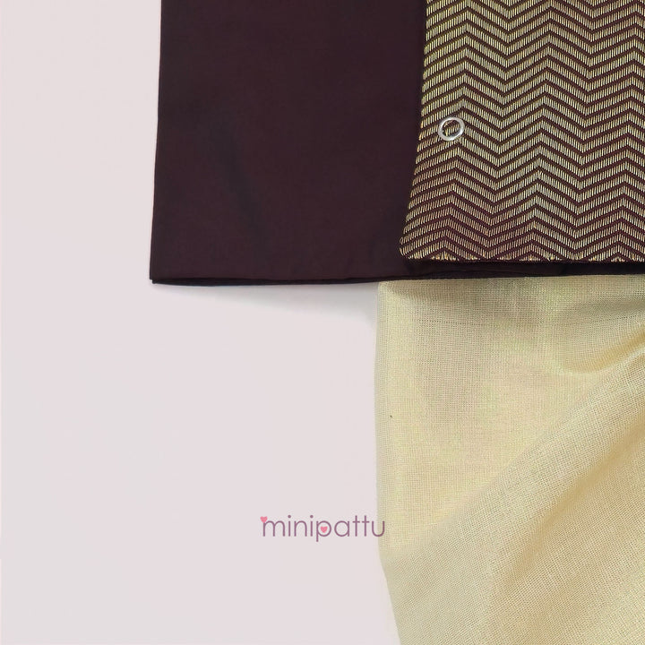 Yadhav - Brown Jabla Set Minipattu