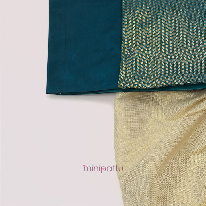 Yadhav - Teal Jabla Set Minipattu
