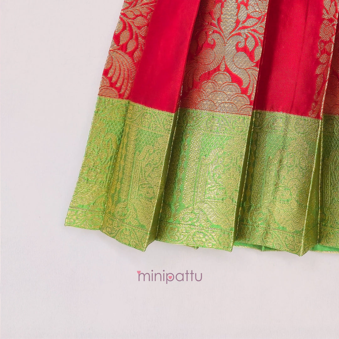 Nishita - Red Pattu Frock Minipattu