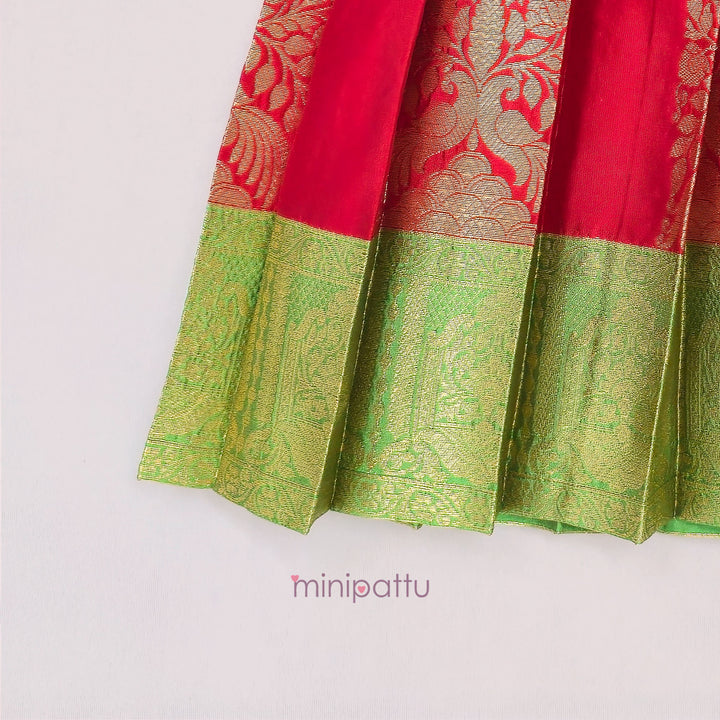 Nishita - Red Pattu Frock Minipattu