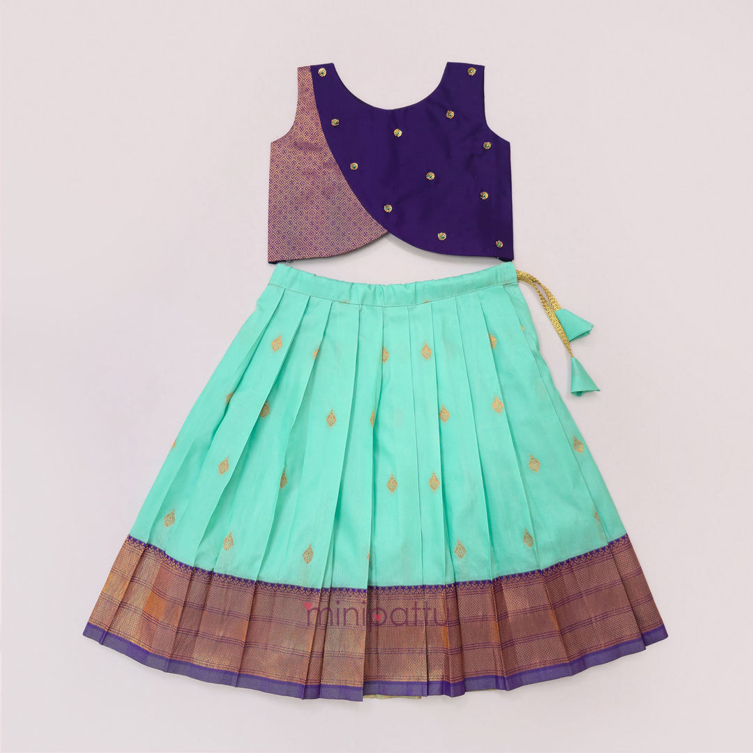 Chaitali - Violet Blue Pattu Pavadai Minipattu
