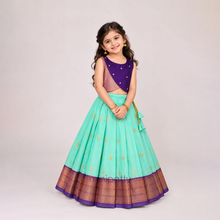 Chaitali - Violet Blue Pattu Pavadai Minipattu