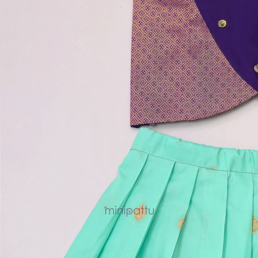 Chaitali - Violet Blue Pattu Pavadai Minipattu