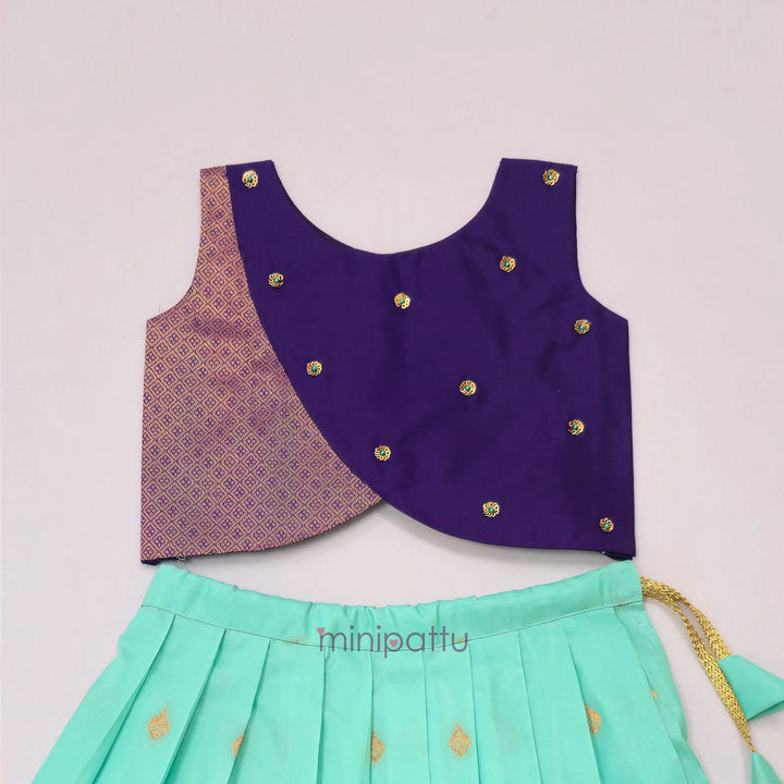 Chaitali - Violet Blue Pattu Pavadai Minipattu