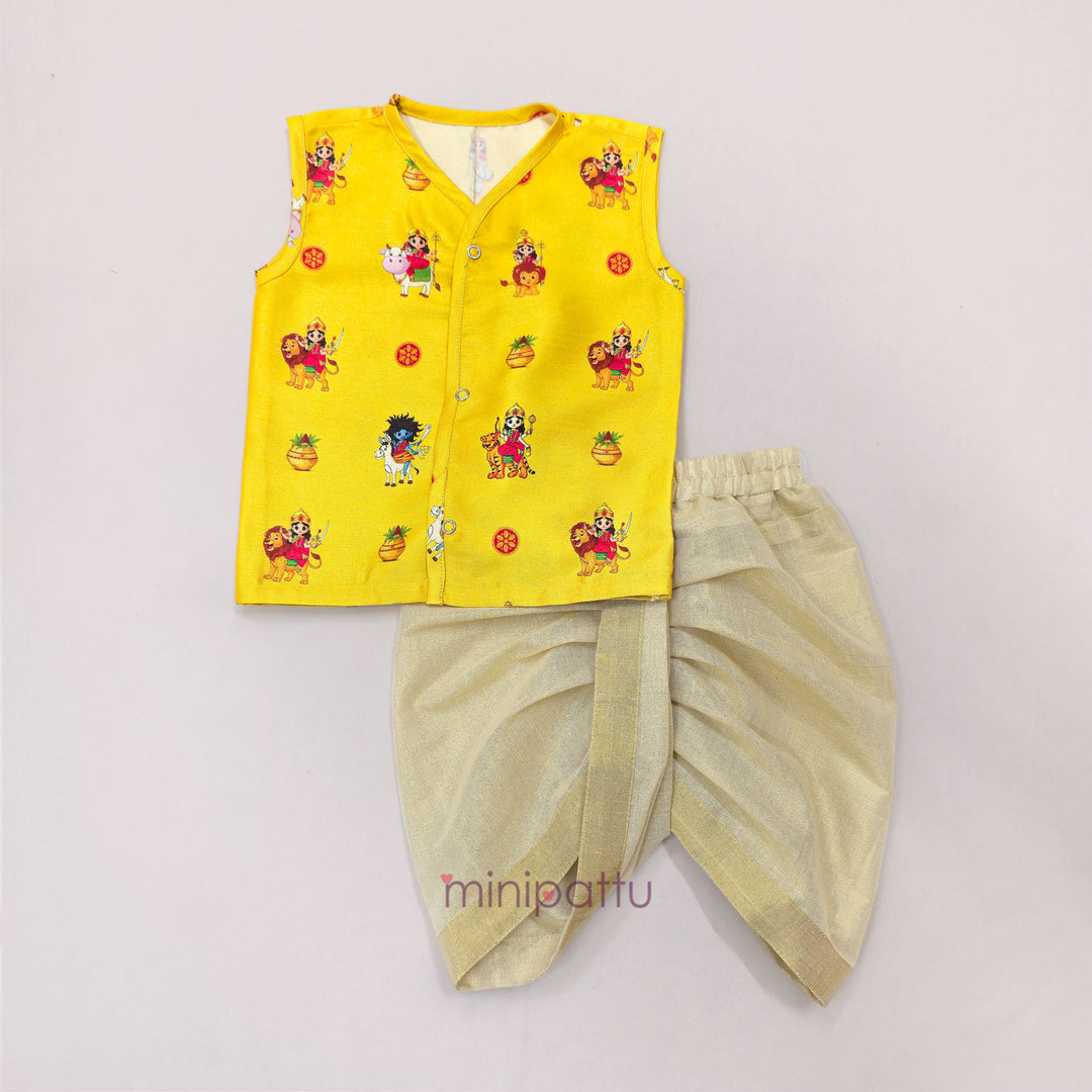 Navadurga Yellow Jabla Set Minipattu