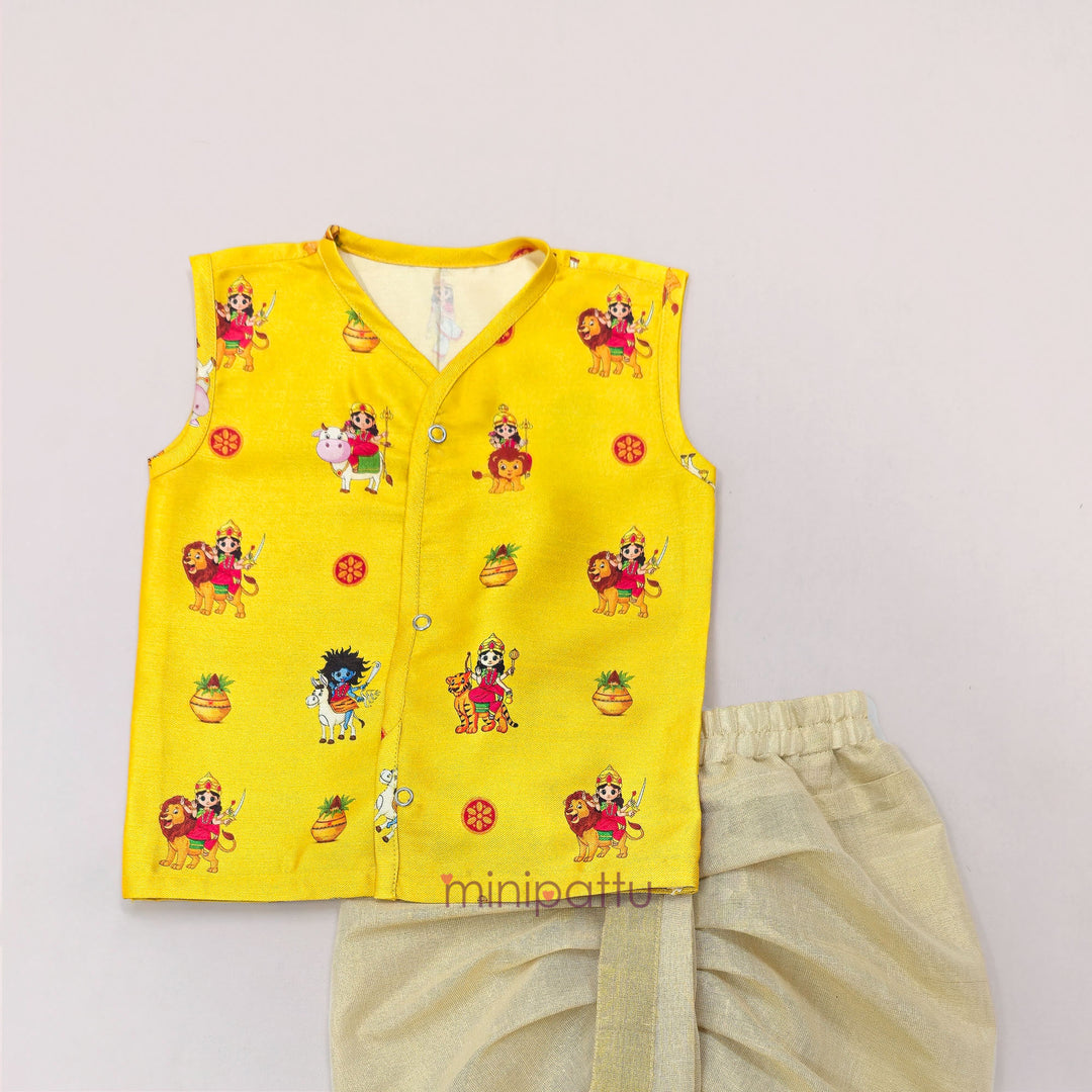 Navadurga Yellow Jabla Set Minipattu