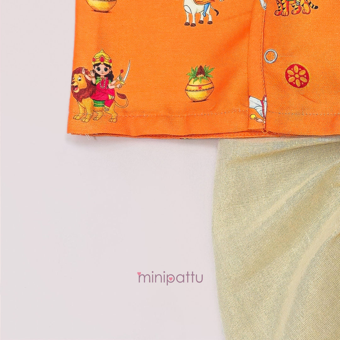 Navadurga Orange Jabla Set Minipattu