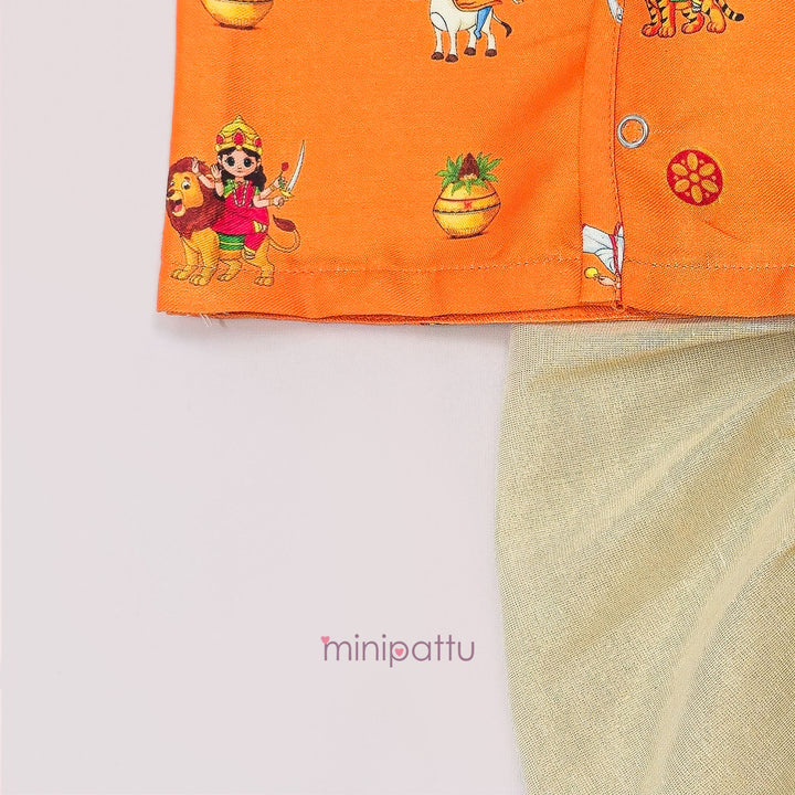 Navadurga Orange Jabla Set Minipattu