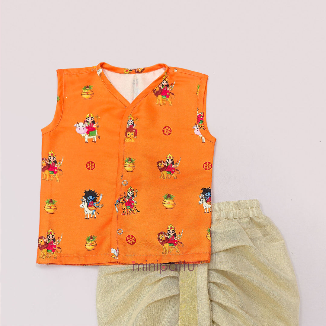 Navadurga Orange Jabla Set Minipattu