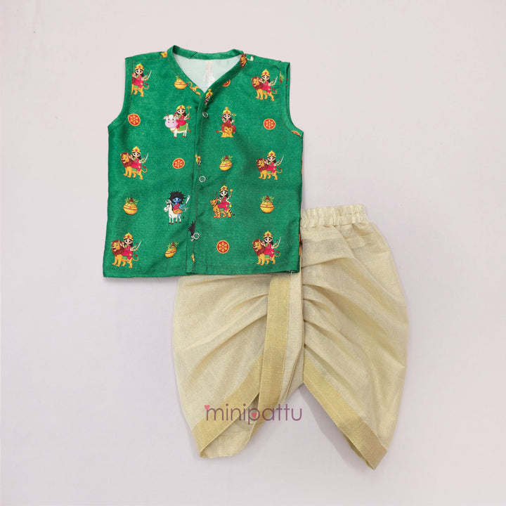 Navadurga Green Jabla Set Minipattu