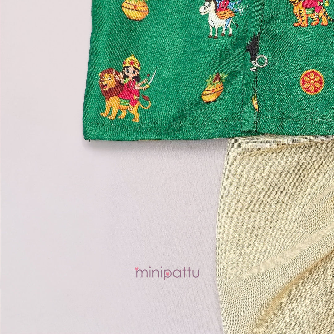 Navadurga Green Jabla Set Minipattu