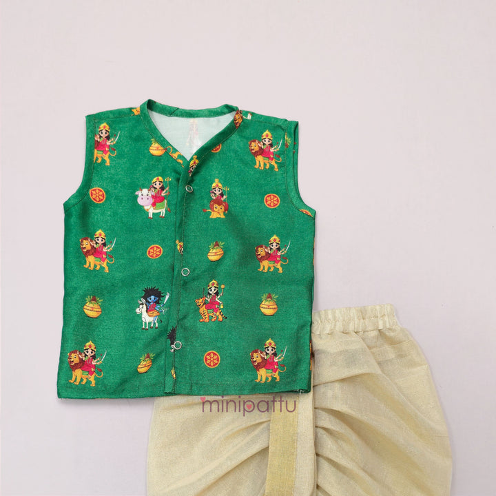 Navadurga Green Jabla Set Minipattu