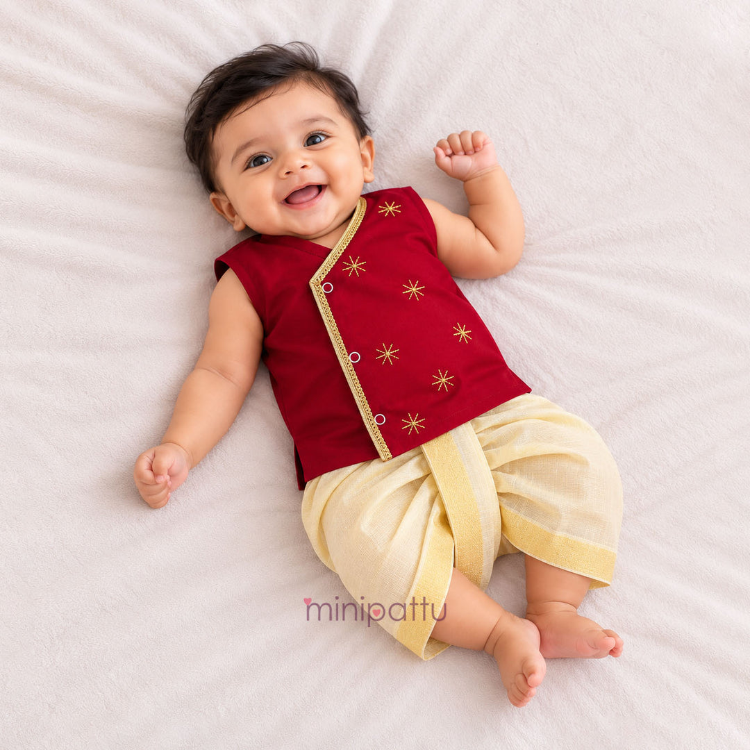 Rihabh - Red Jabla Set Minipattu