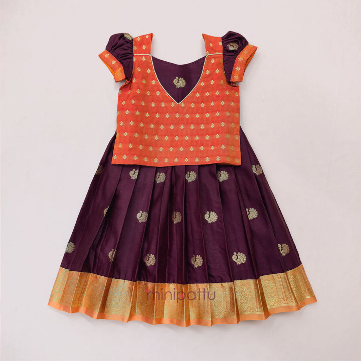 Annapakshi - Rust Burgundy Pattu Pavadai Minipattu