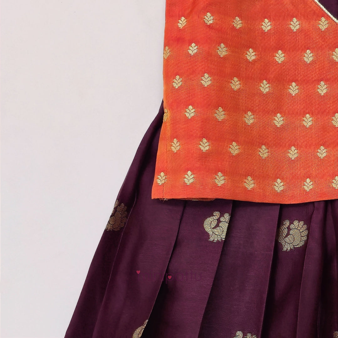Annapakshi - Rust Burgundy Pattu Pavadai Minipattu