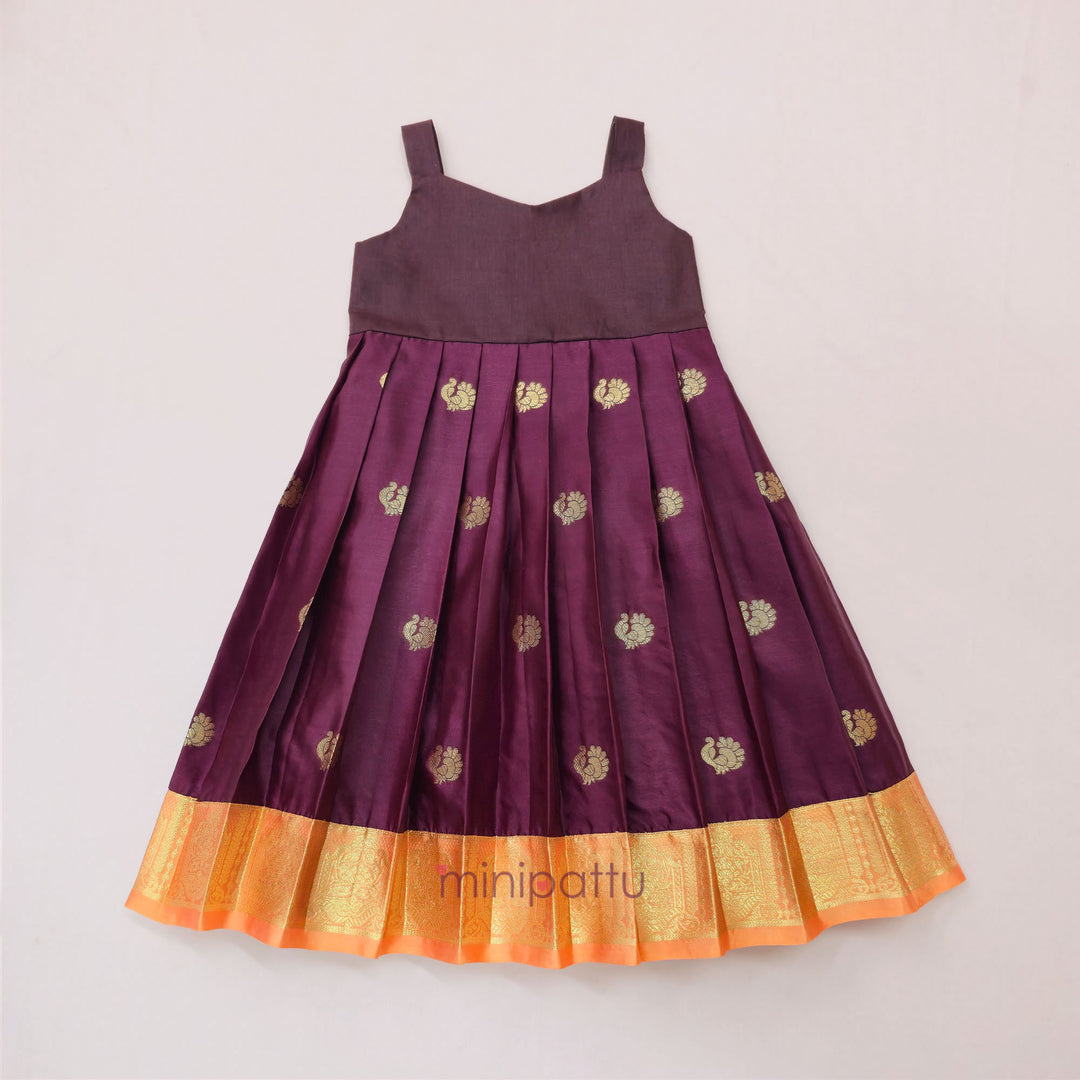 Annapakshi - Rust Burgundy Pattu Pavadai Minipattu