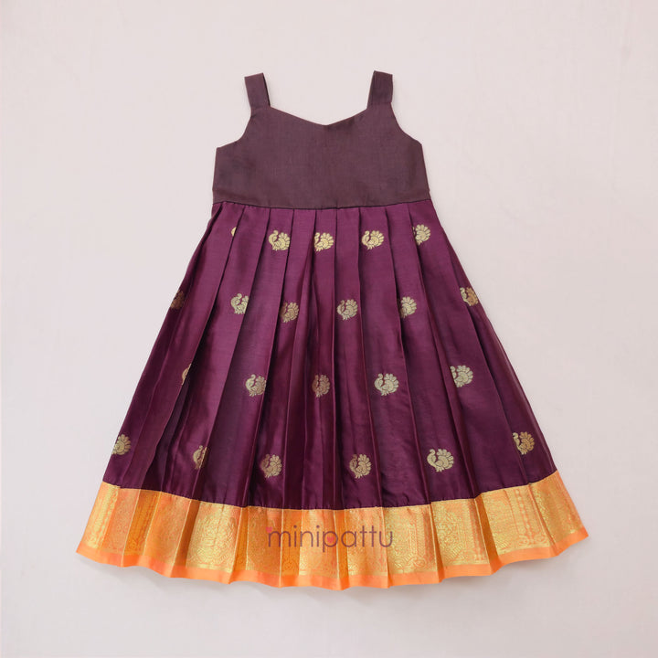 Annapakshi - Rust Burgundy Pattu Pavadai Minipattu