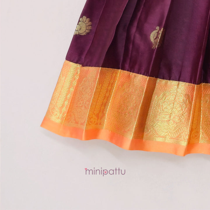 Annapakshi - Rust Burgundy Pattu Pavadai Minipattu