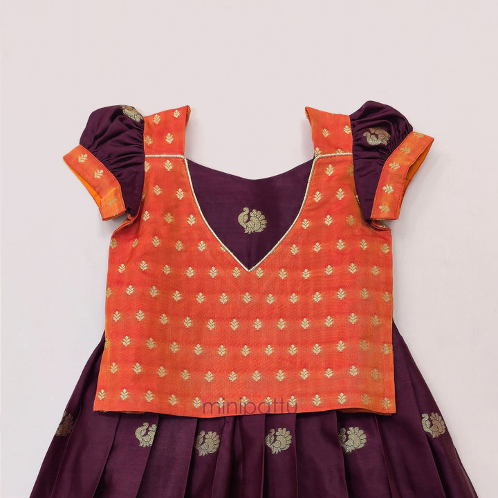 Annapakshi - Rust Burgundy Pattu Pavadai Minipattu