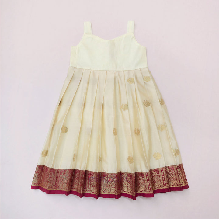 Annapakshi - Maroon Halfwhite Pattu Pavadai Minipattu