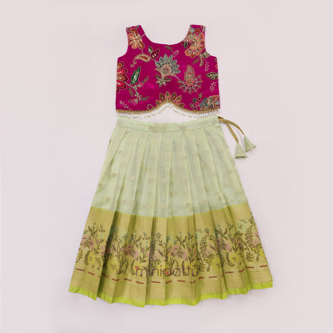 Ankita - Pink Green Lehanga Minipattu