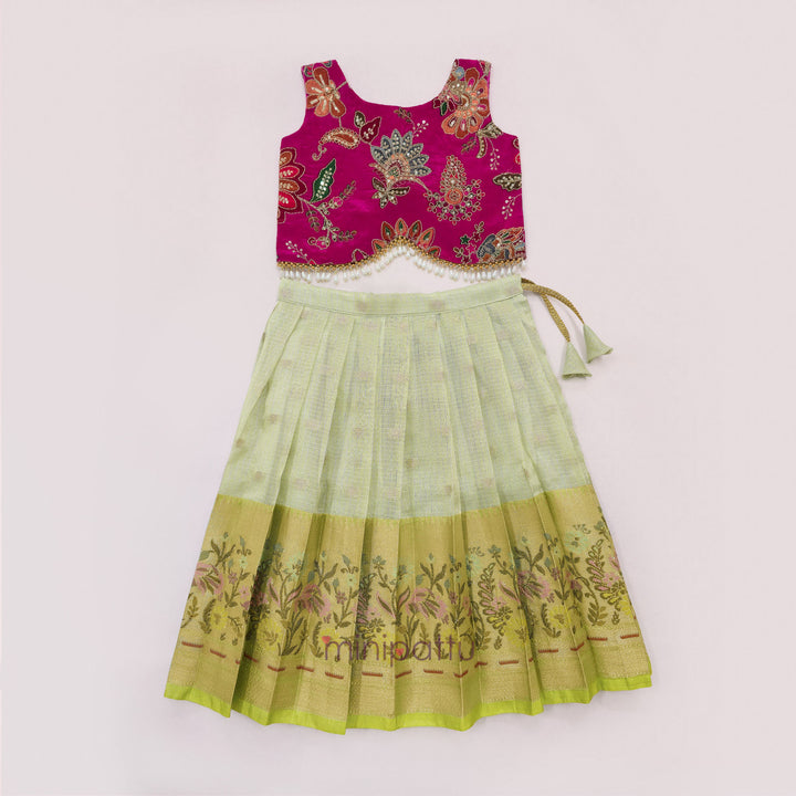 Ankita - Pink Green Lehanga Minipattu