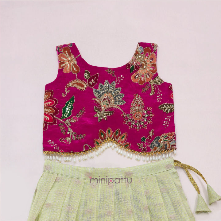 Ankita - Pink Green Lehanga Minipattu