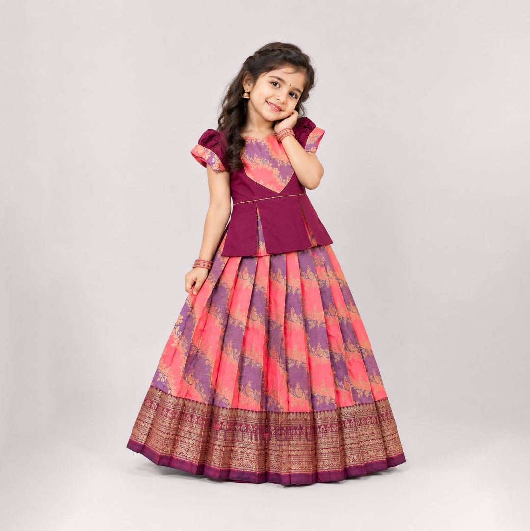 Vardhini - Burgundy Pattu Pavadai Minipattu