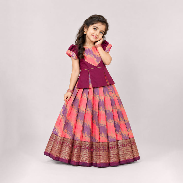 Vardhini - Burgundy Pattu Pavadai Minipattu