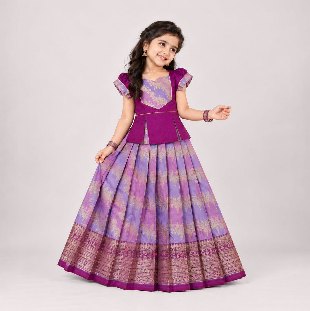 Vardhini -Magenta Pattu Pavadai Minipattu