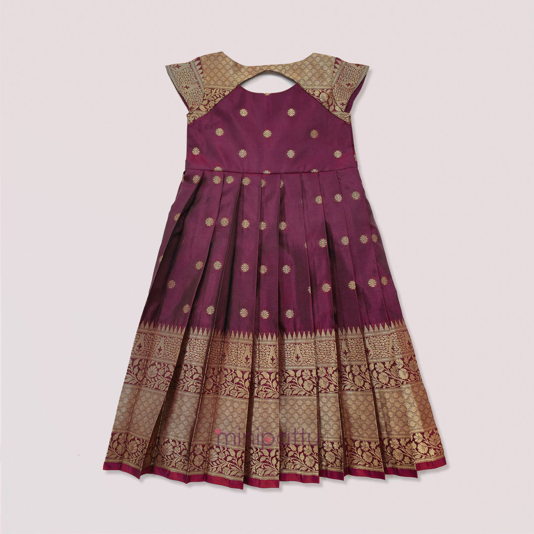 Ramyam - Burgundy Pattu Frock Minipattu