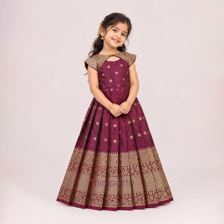 Ramyam - Burgundy Pattu Frock Minipattu