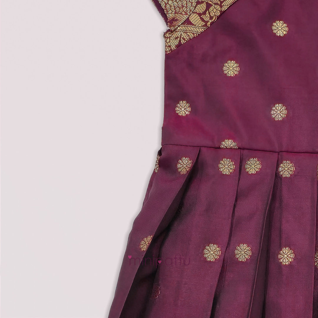Ramyam - Burgundy Pattu Frock Minipattu
