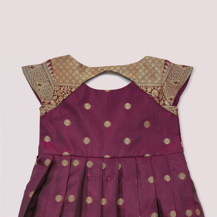 Ramyam - Burgundy Pattu Frock Minipattu