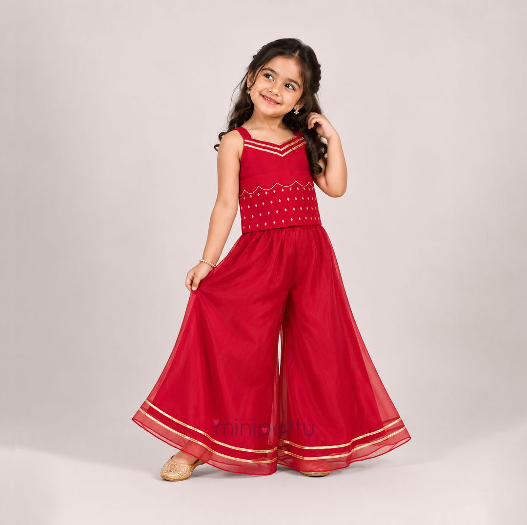 Joshika - Red Designer Sharara Minipattu
