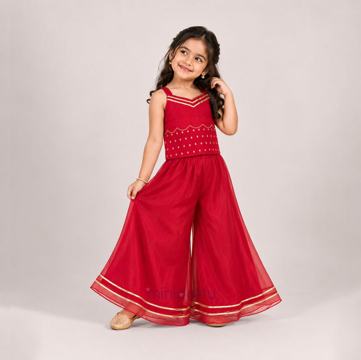 Joshika - Red Designer Sharara Minipattu