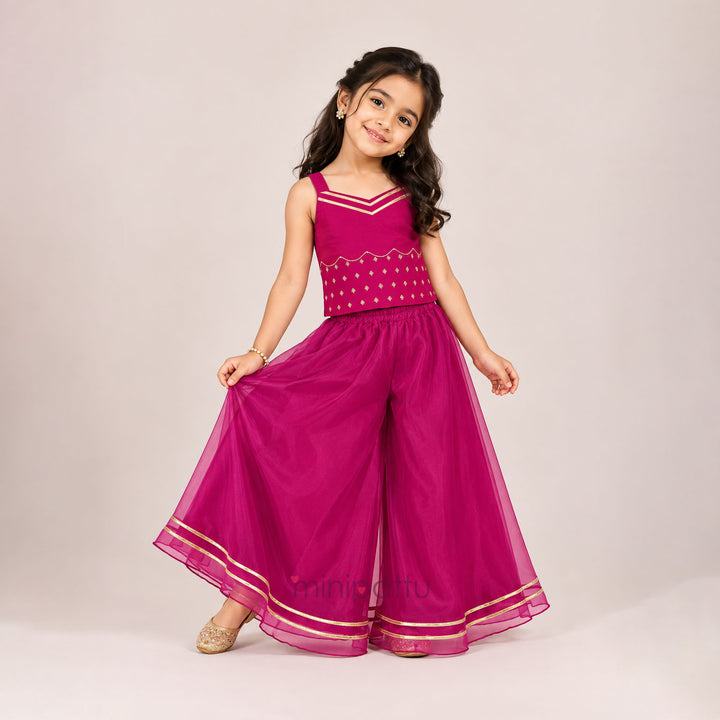 Joshika - Magenta Designer Sharara Minipattu