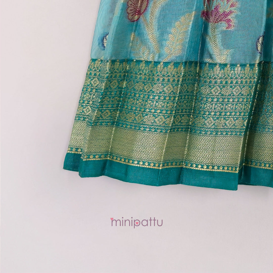 Preethi - Teal Pattu Pavadai Minipattu