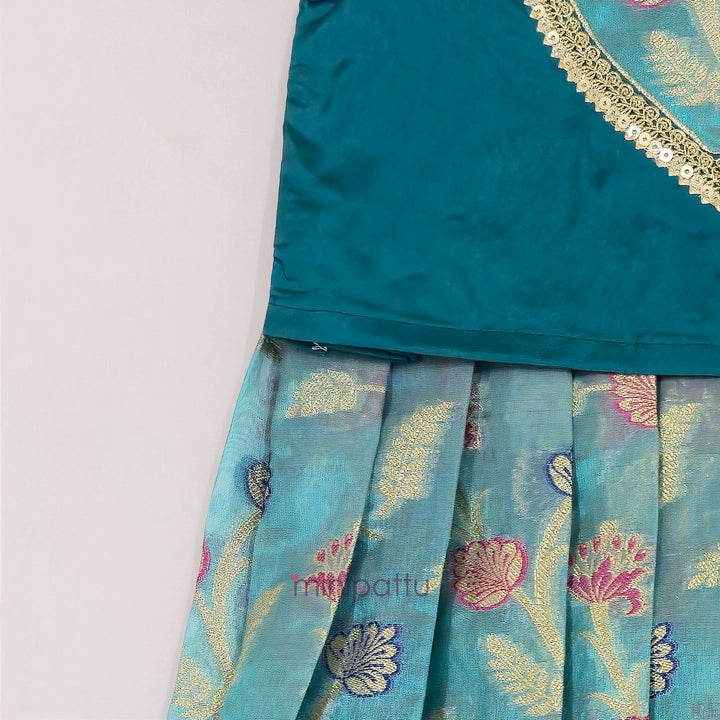 Preethi - Teal Pattu Pavadai Minipattu
