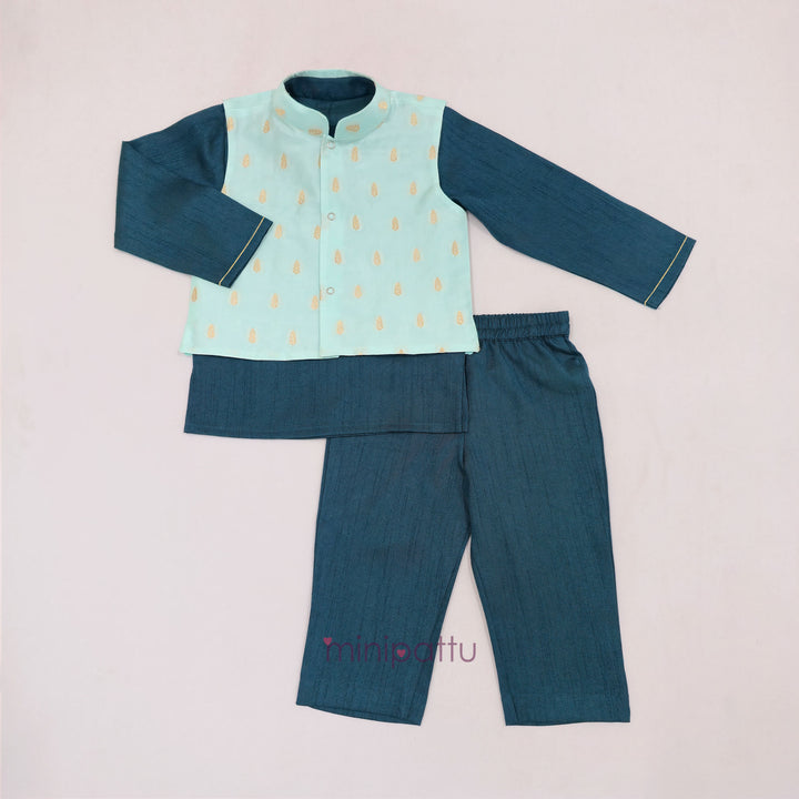 Sathvik - Aqua Blue Teal Jacket set