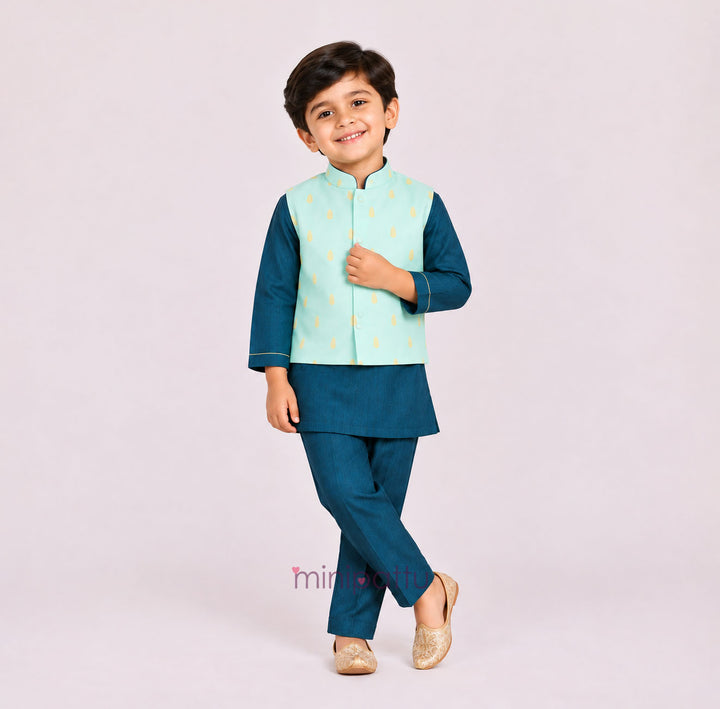 Sathvik - Aqua Blue Teal Jacket set